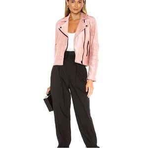 NWT Cupcakes & Cashmere Pale Mauve Metallic Moto Jacket.